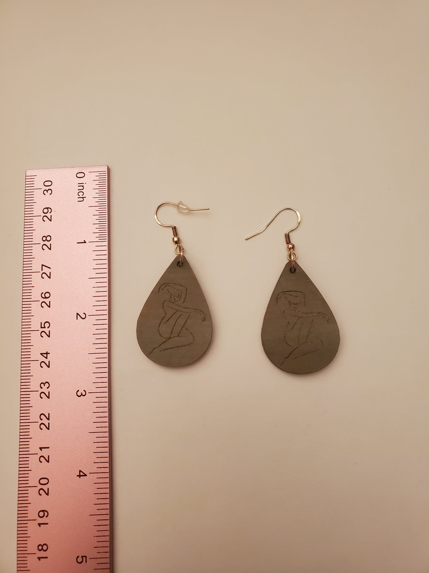 Handpainted Wood Womanly Figure Earrings