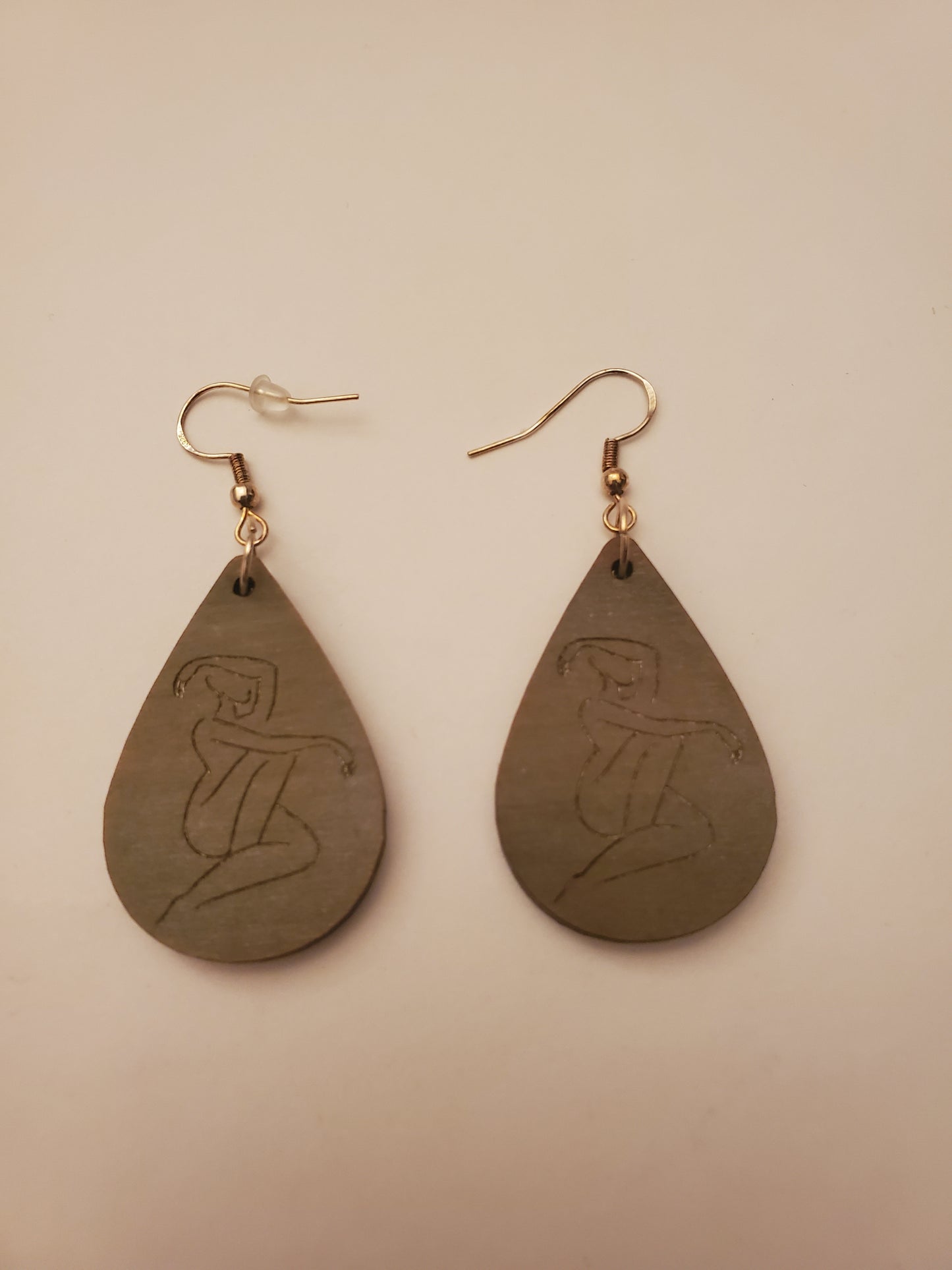 Handpainted Wood Womanly Figure Earrings