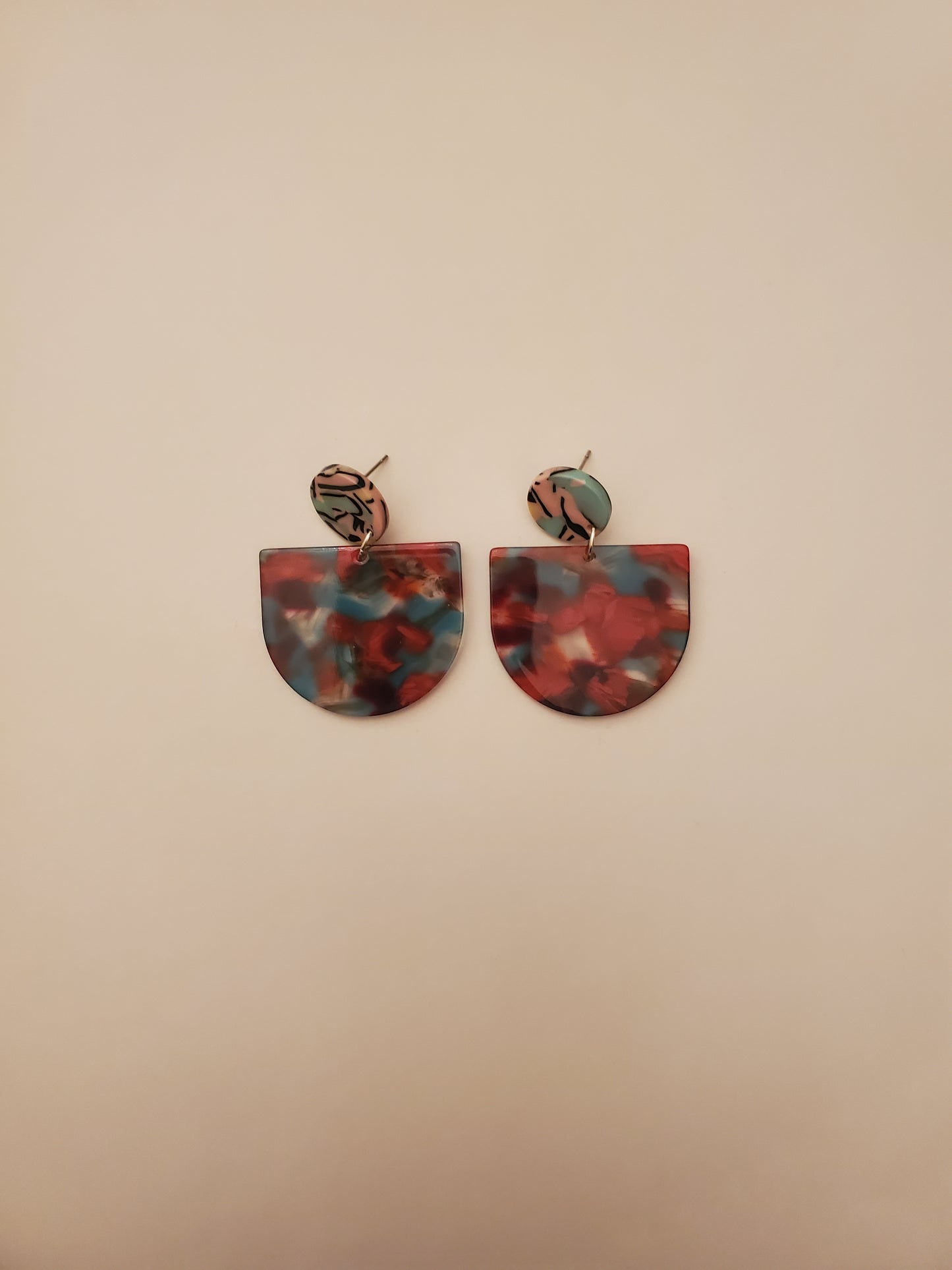 Colorful Acetate Stud Drop Earrings (multiple variations)