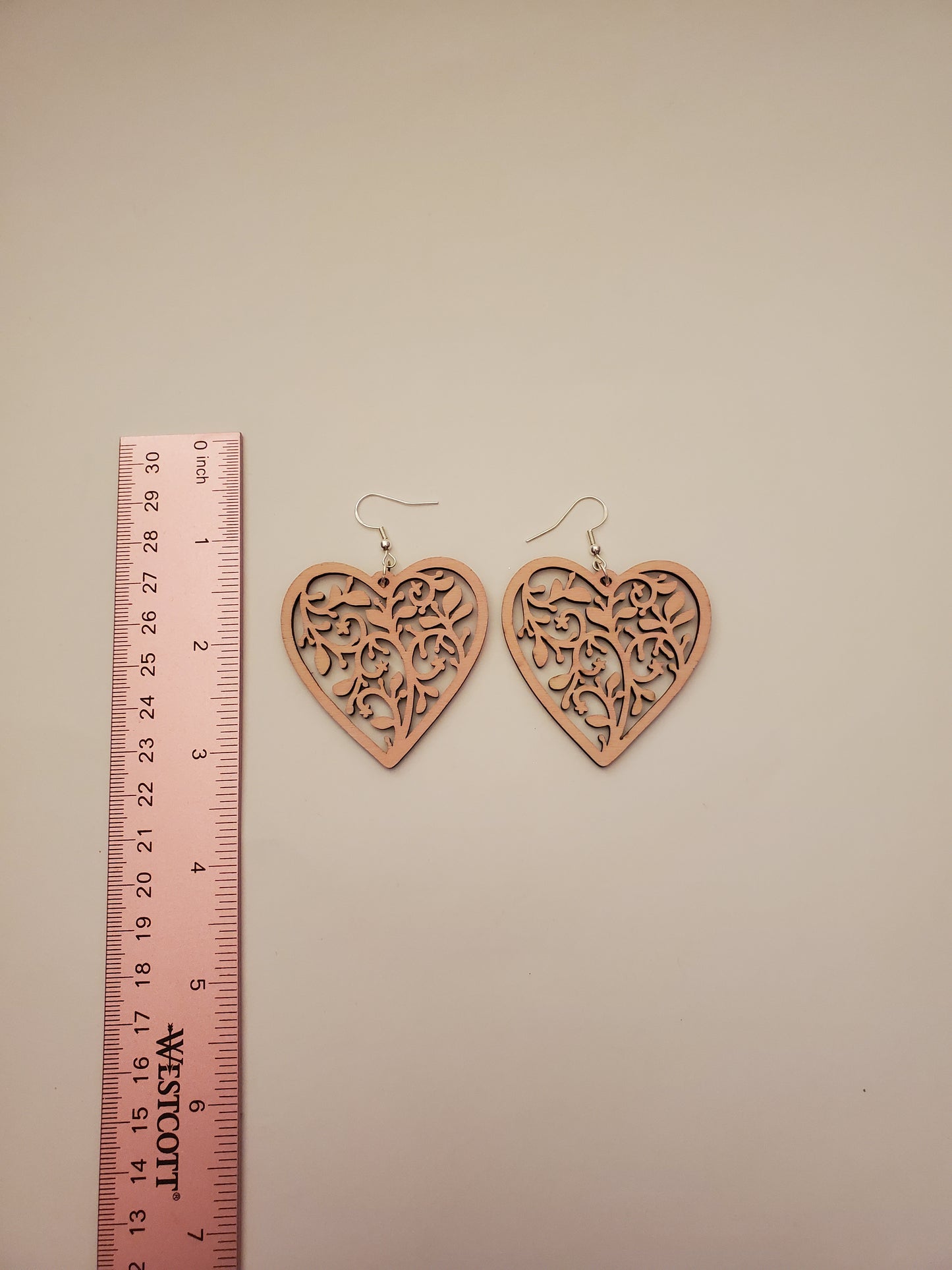 Handpainted Heart Shape Wood Earrings