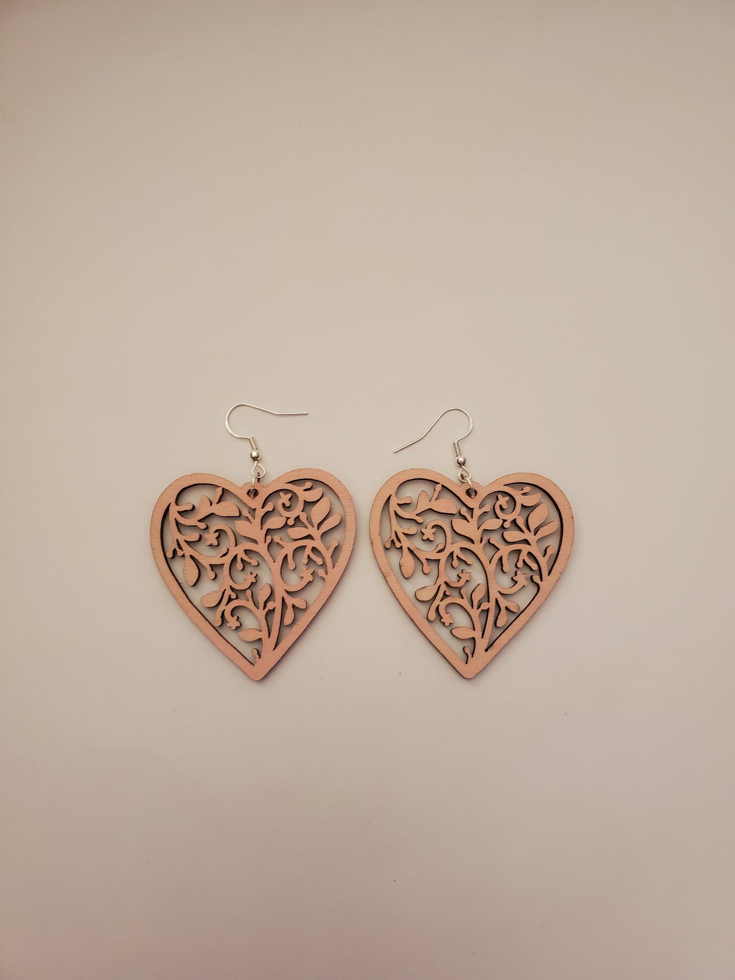 Handpainted Heart Shape Wood Earrings