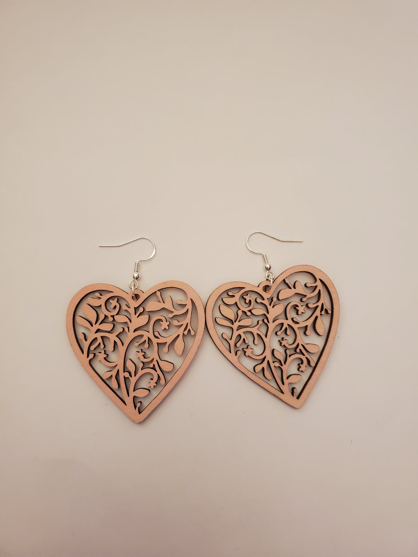 Handpainted Heart Shape Wood Earrings