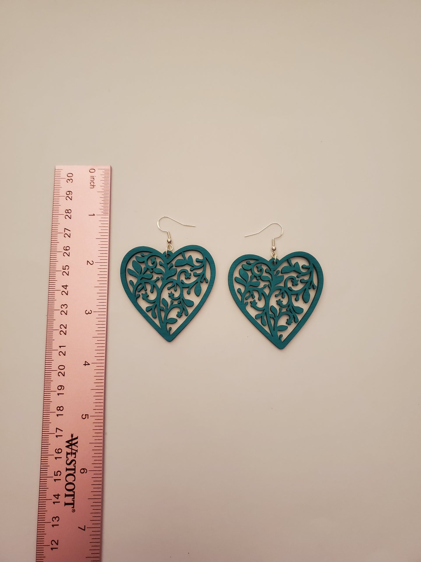 Handpainted Heart Shape Wood Earrings