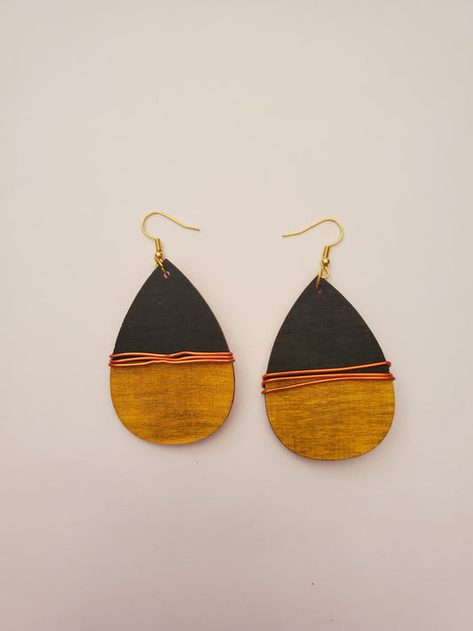 Handwired Wood Drop Earrings