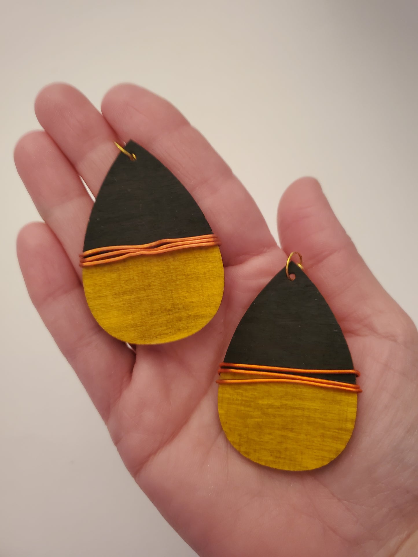 Handwired Wood Drop Earrings