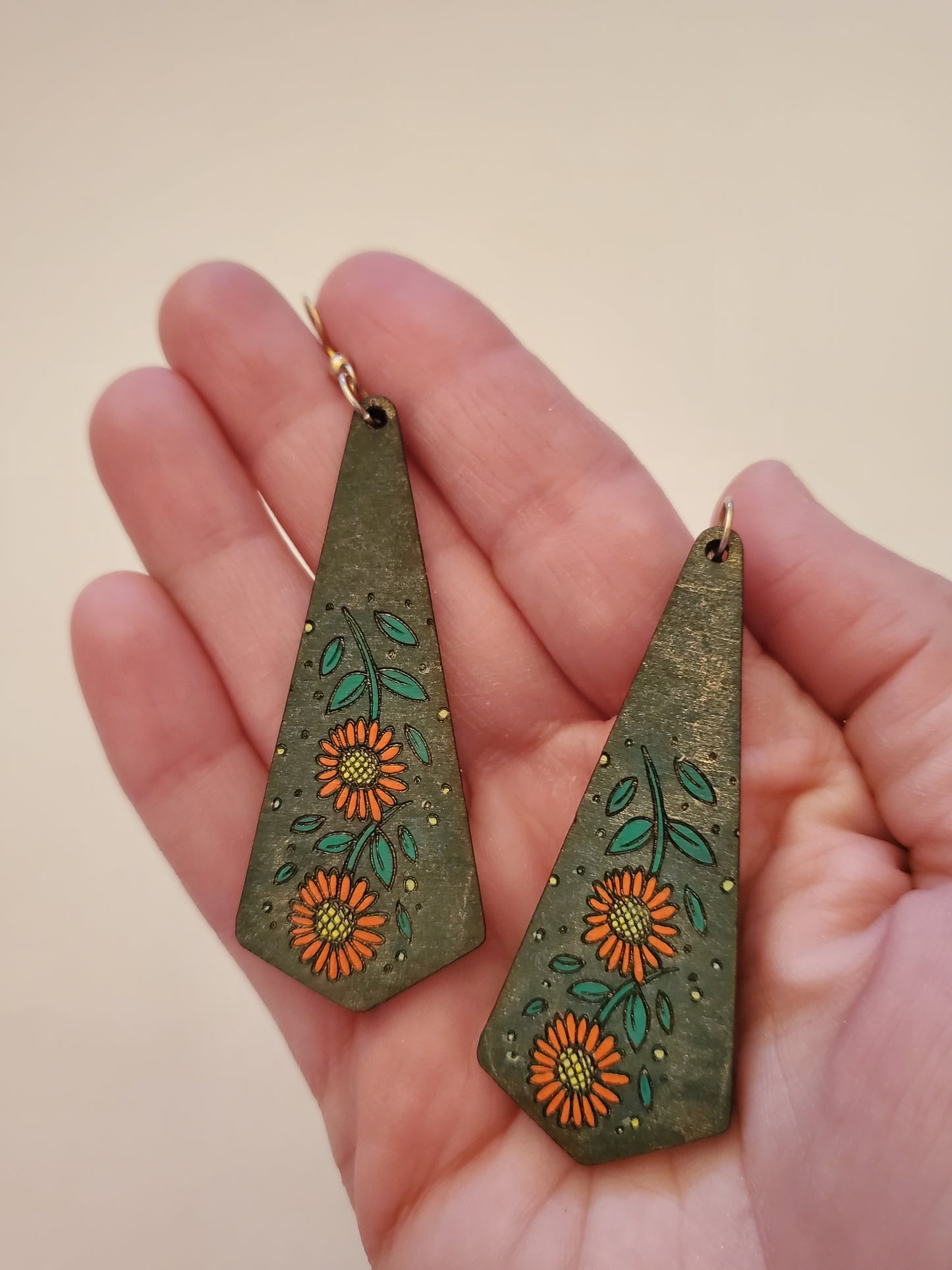 Handpainted Wood Earrings