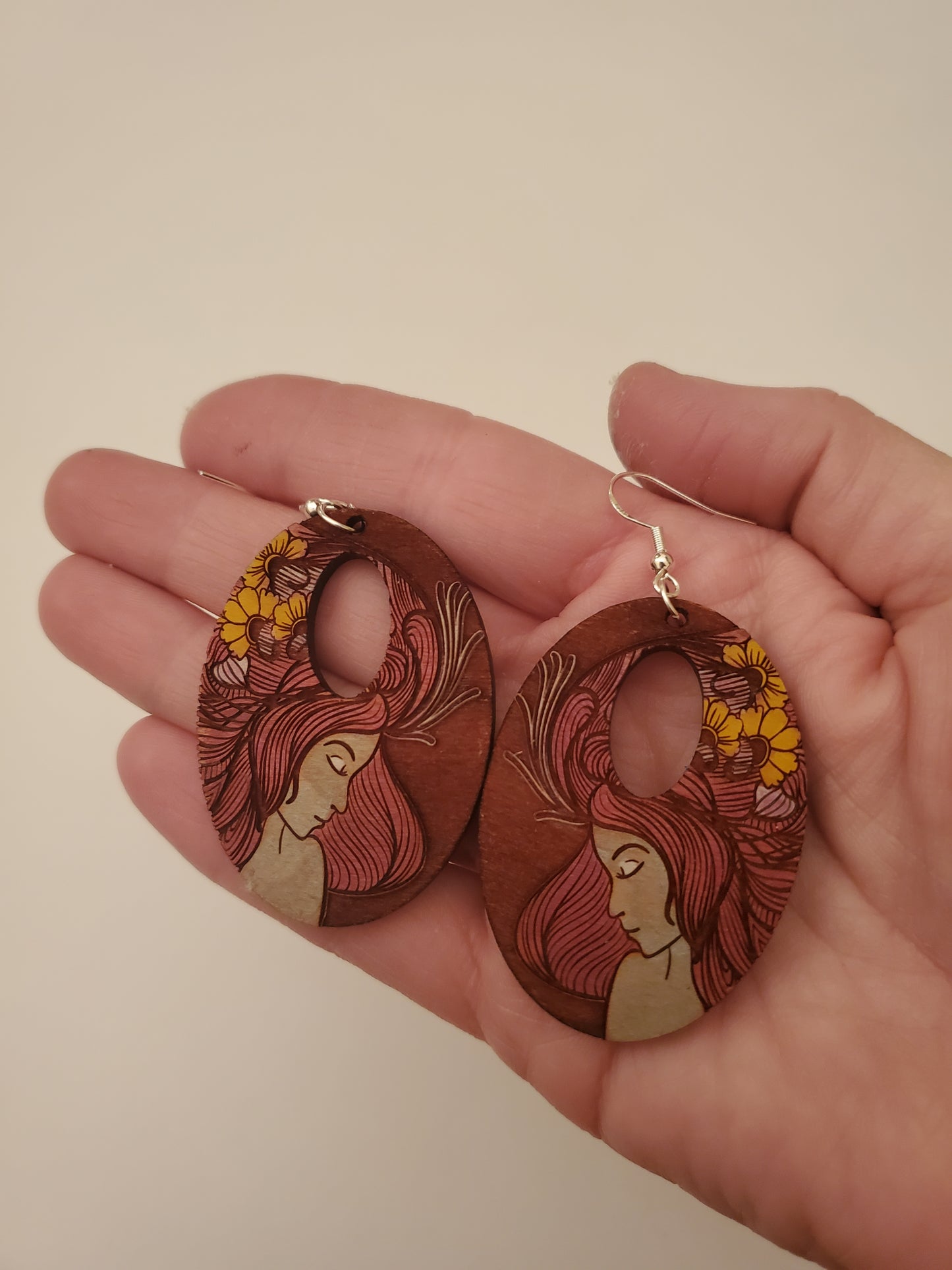 Handpainted Wood Earrings