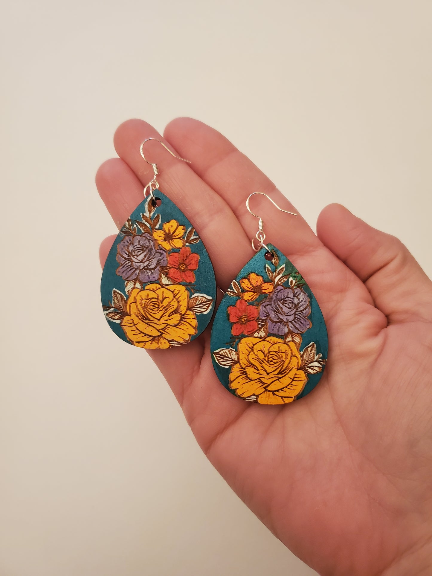 Handpainted Wood Earrings