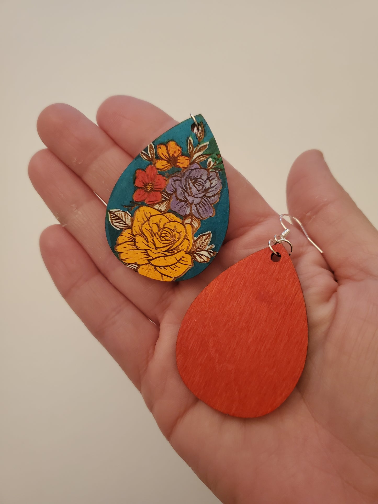 Handpainted Wood Earrings